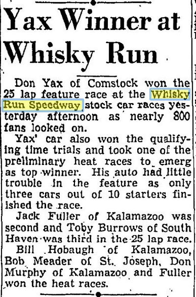 Whiskey Run Speedway (Whisky Run) - July 1949 Don Yax (newer photo)